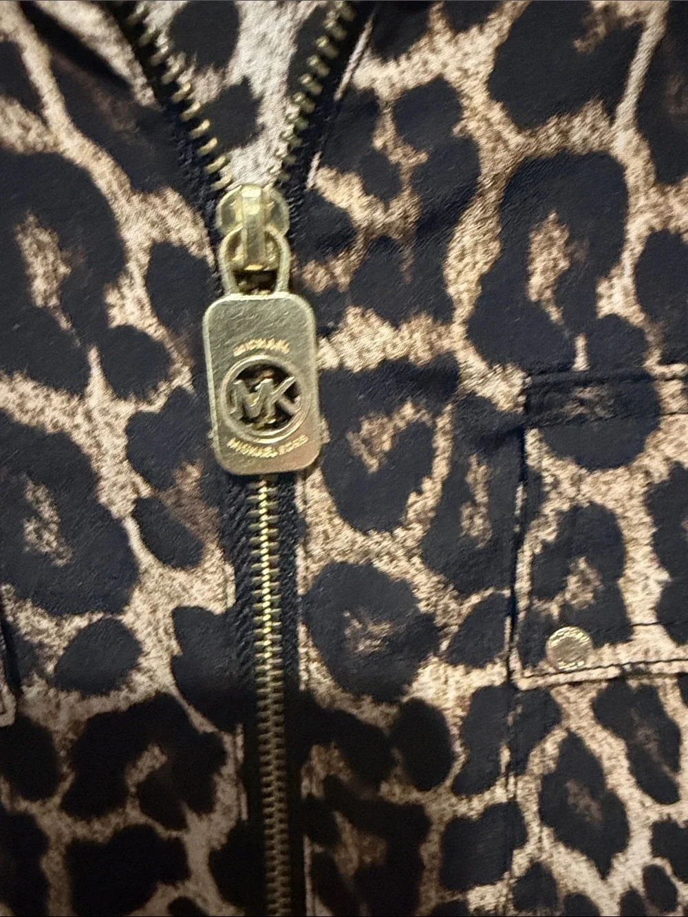 Michael Kors Leopard-Print Zip Front Blouse - Brown/Black